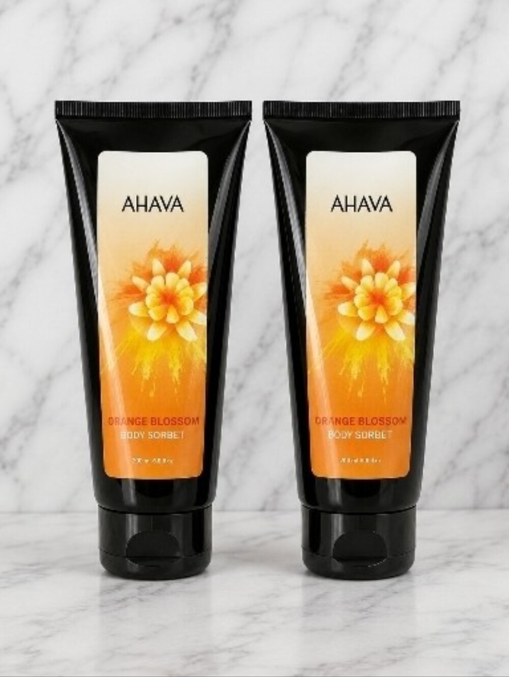 2 x Ahava ORANGE BLOSSOM Body Sorbet Body Lotion 6.8 oz/200ml ea NEW & SEALED!
